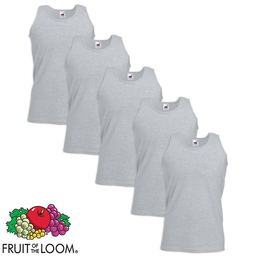 5 Fruit of the Loom Value Weight Tank Top Cotton Grey XL